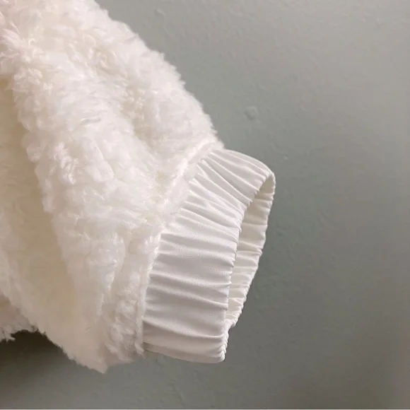 Eddie Bauer Sherpa Pullover Half Snap White Plush Hoodie Women Size XL - Picture 4 of 8